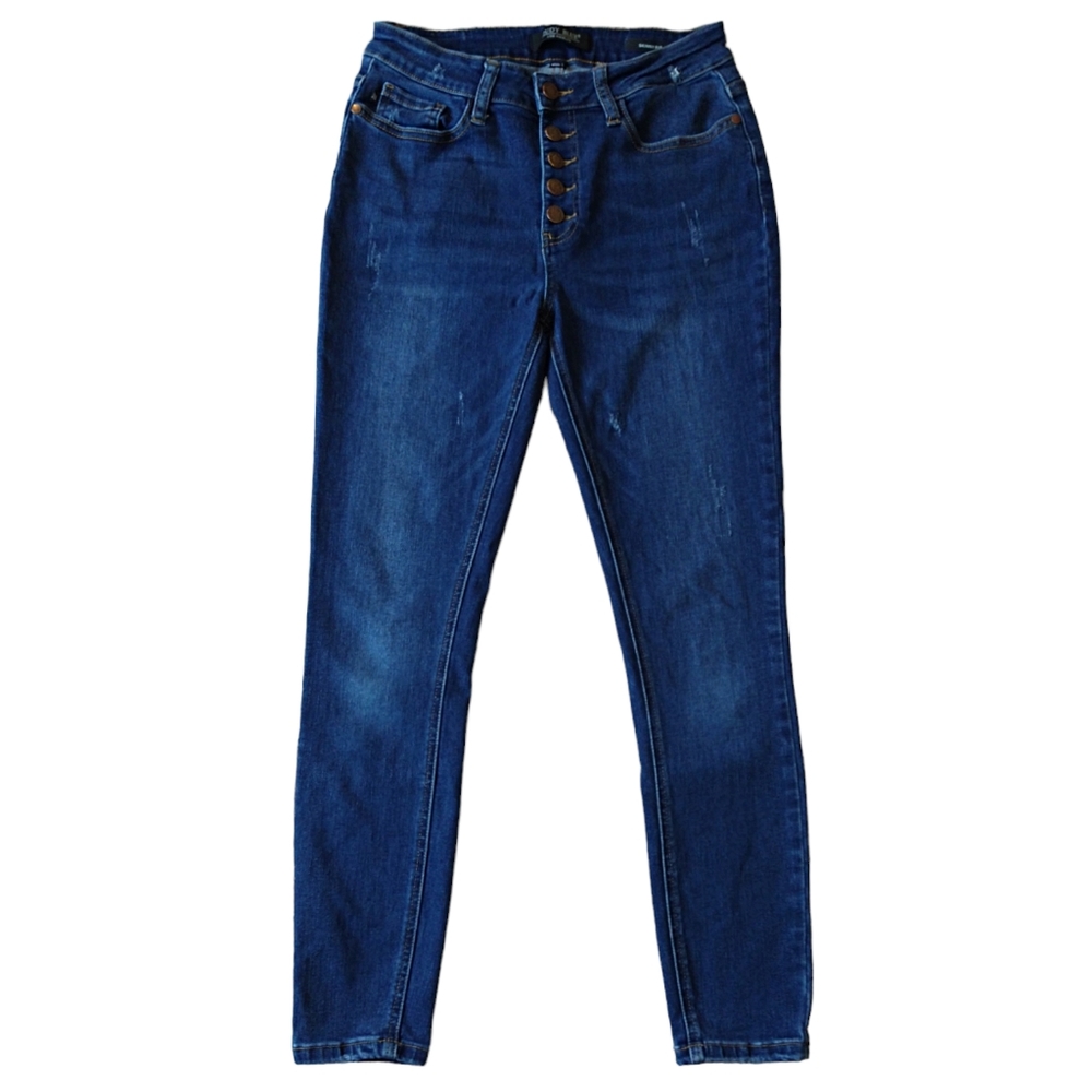 Judy Blue Dark Wash Button Fly Skinny Fit Jeans Modern Stretch